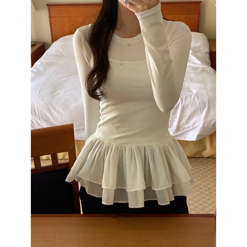 Xin Wang [Guan Tu 260G Random Modal 1*1] Ballet Lace Inner Base Shirt Slim Top - Image 2